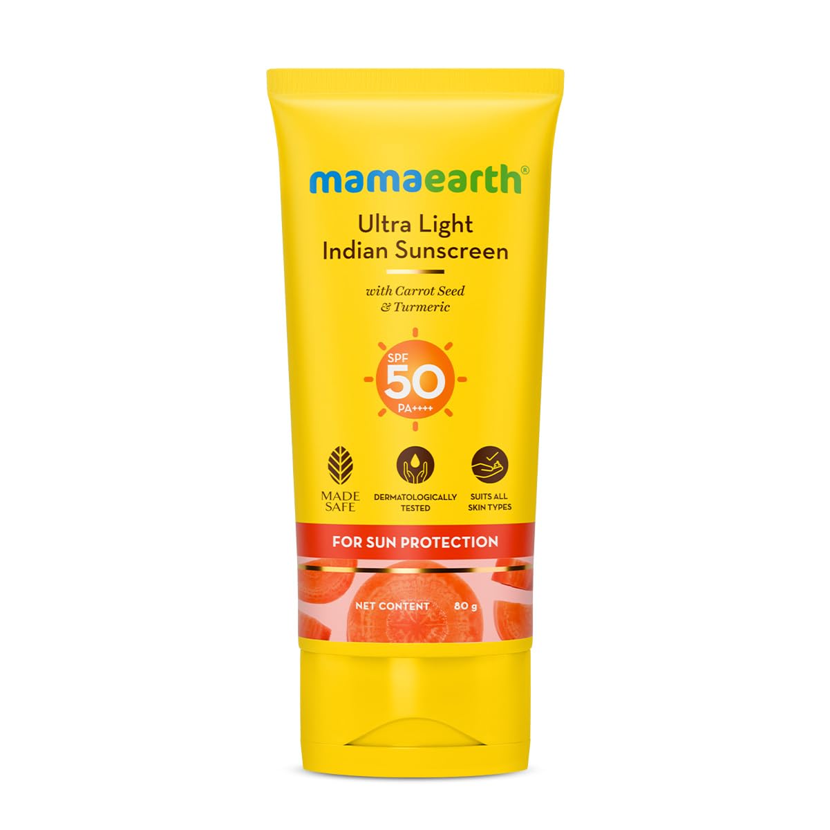 Ultra Light Indian Sunscreen with Carrot Seed, Turmeric and SPF 50 PA+++ - 80ml