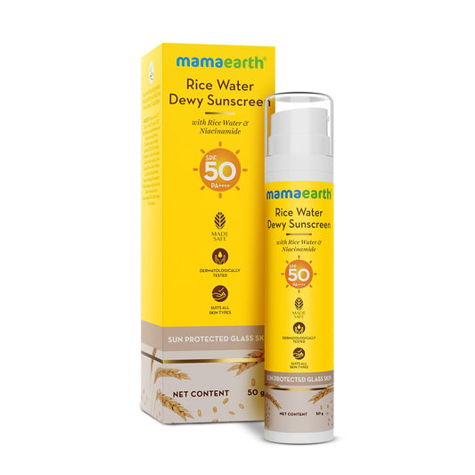 Mamaearth Rice Water Dewy Sunscreen with Rice Water & Niacinamide 50 g