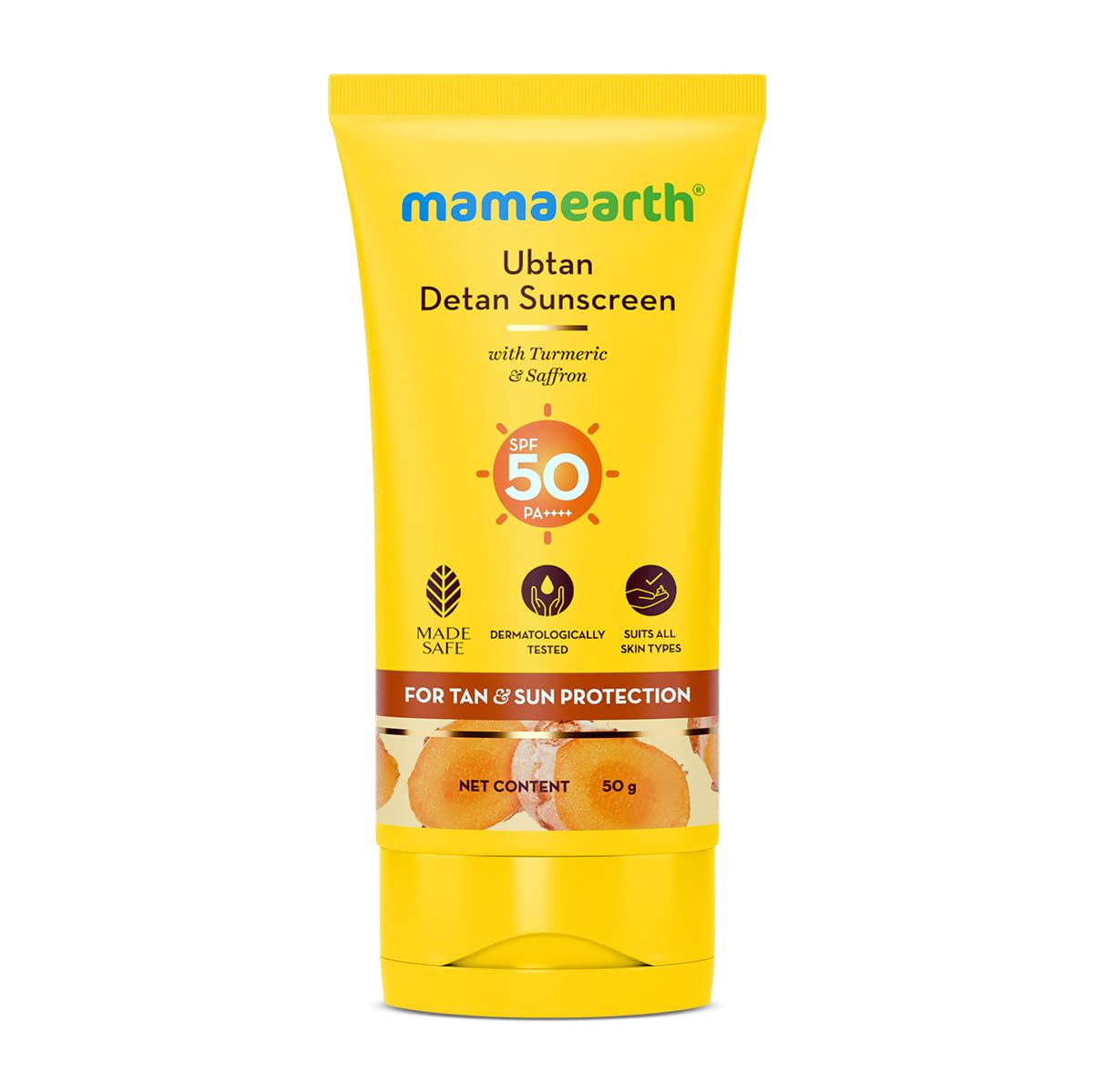 Mamaearth Ubtan Detan Sunscreen With Turmeric & Saffron - 50 g