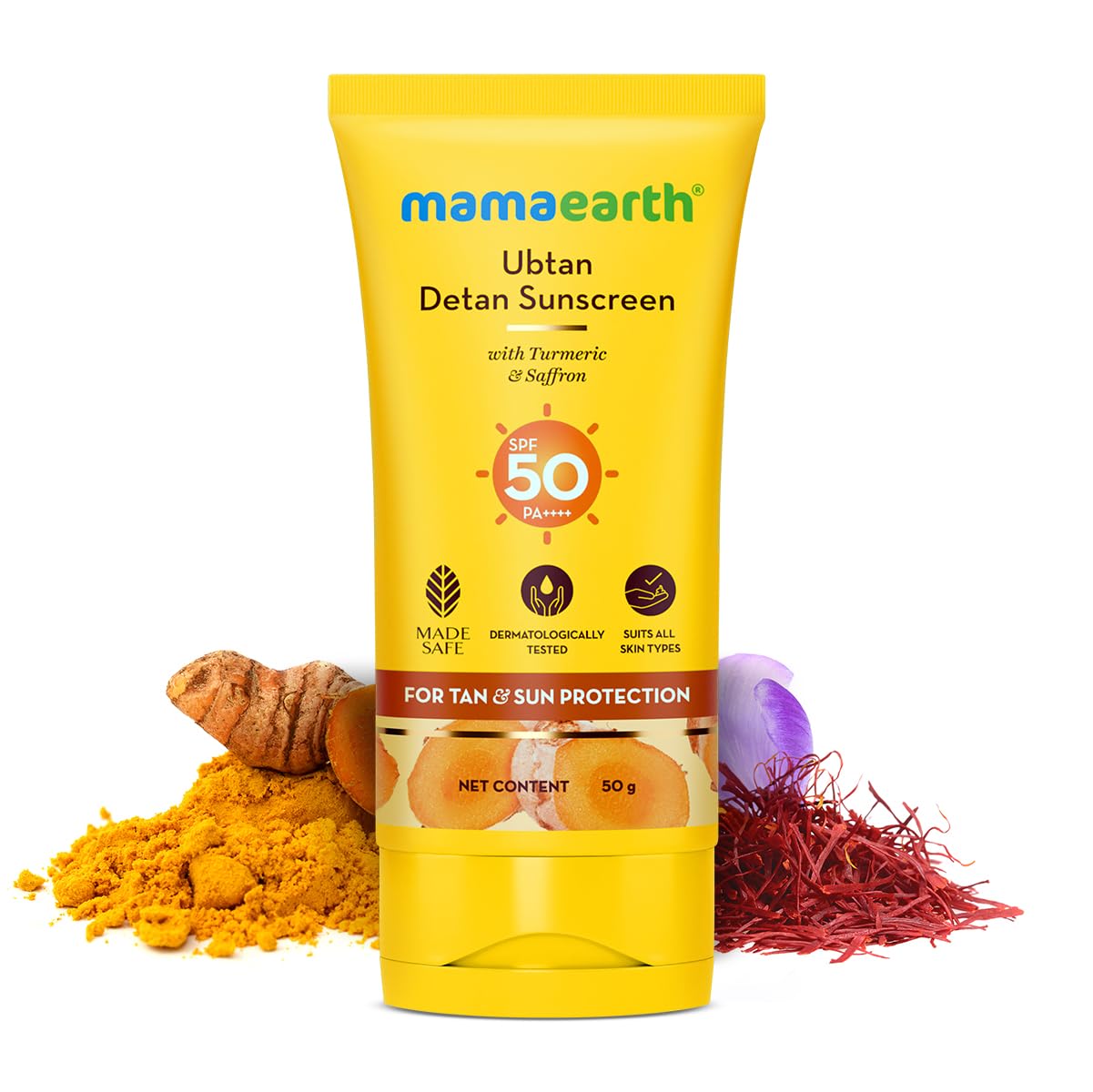 Mamaearth Ubtan Detan Sunscreen With Turmeric & Saffron - 50 g