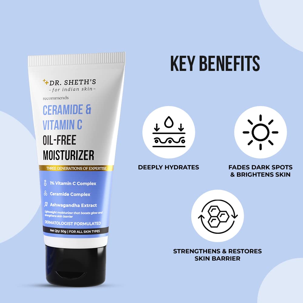 Dr. Sheth's Ceramide & Vitamin C Oil - Free Moisturizer - 50g