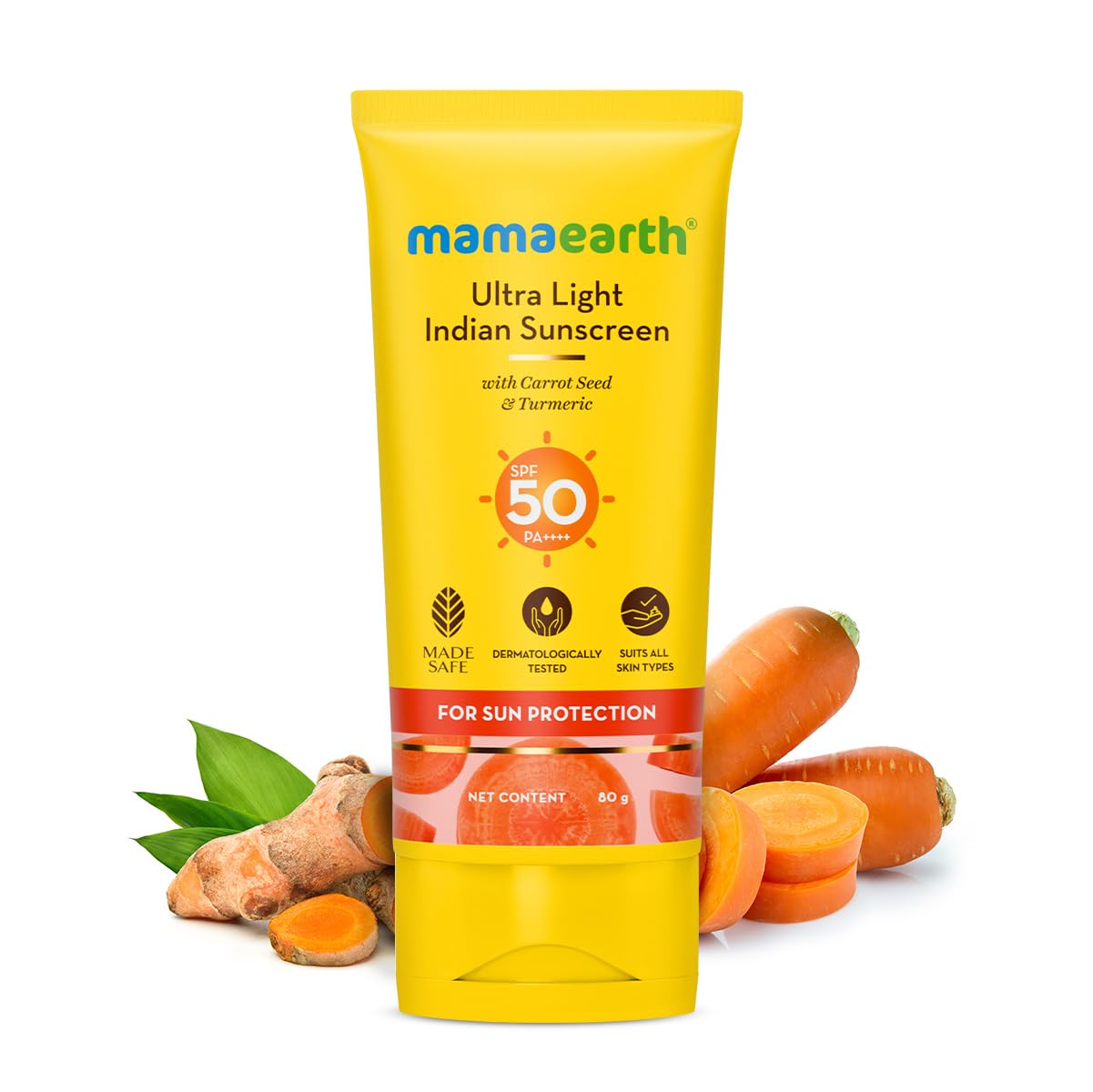 Ultra Light Indian Sunscreen with Carrot Seed, Turmeric and SPF 50 PA+++ - 80ml