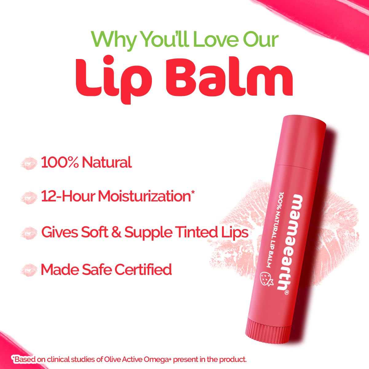 Mamaearth Nourishing Tinted 100% Natural Lip Balm with Vitamin E and Strawberry for Soft & Supple Lips - 4 g