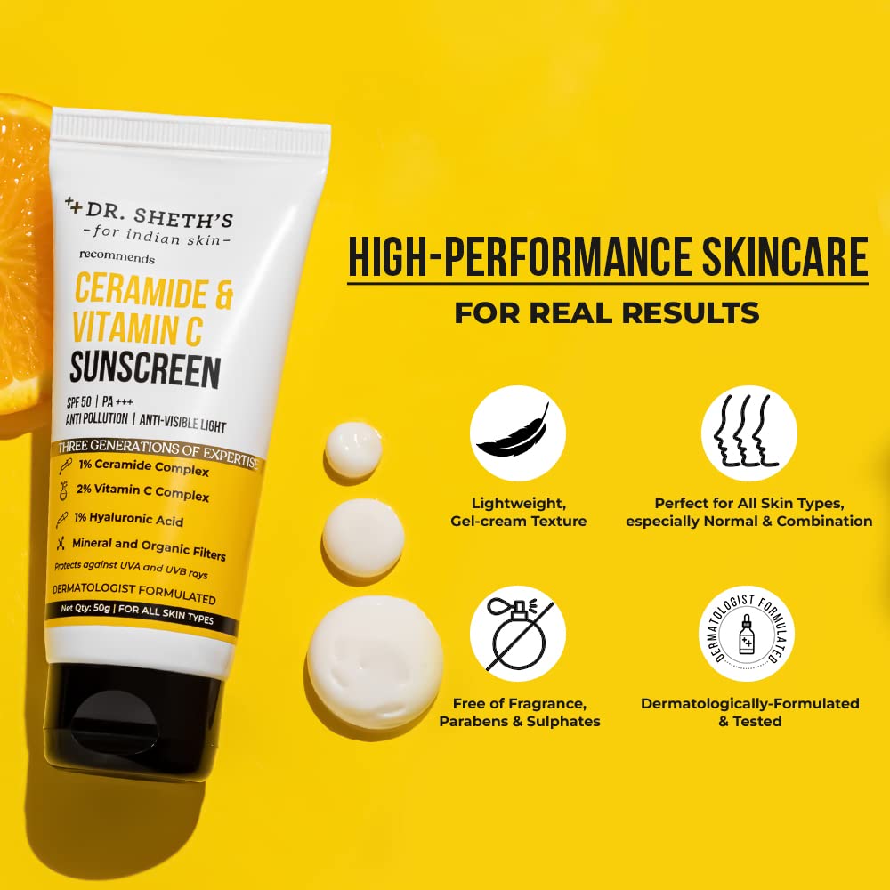 Dr. Sheth's Ceramide & Vitamin C Sunscreen SPF 50+ Pa+++ 50G