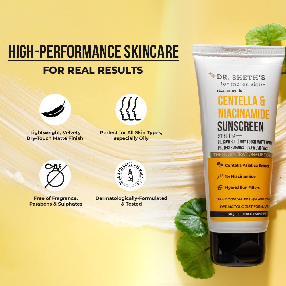 Dr. Sheth's Centella & Niacinamide Sunscreen Spf 50 Pa+++ 50G