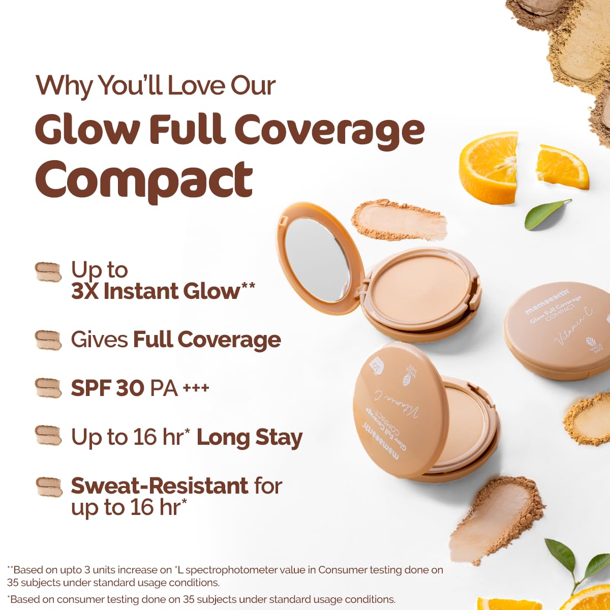 Mamaearth Glow Full Coverage Compact With SPF 30 - 9g | 05 Almond Glow