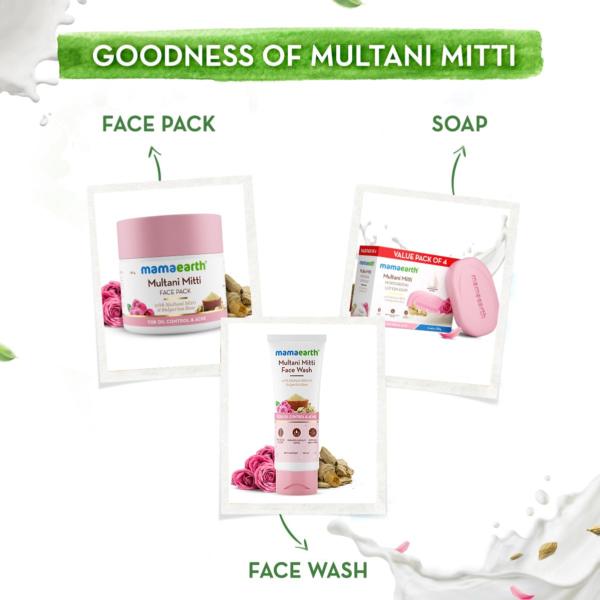 Mamaearth Multani Mitti Moisturizing Lotion Soap (Pack of 4)