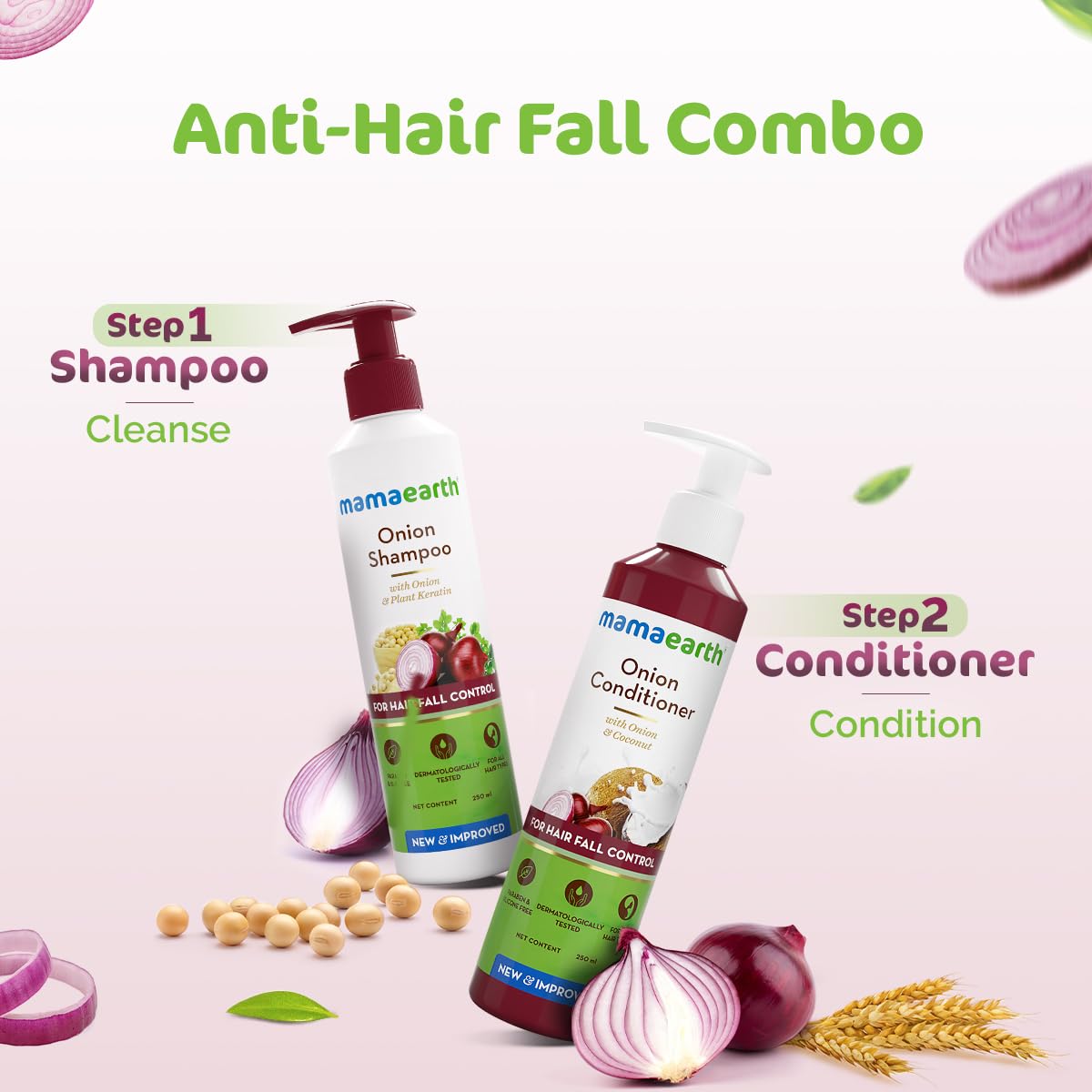 Mamaearth Onion Hair Regrowth Combo Onion Shampoo 250ml + Onion Conditioner 250ml