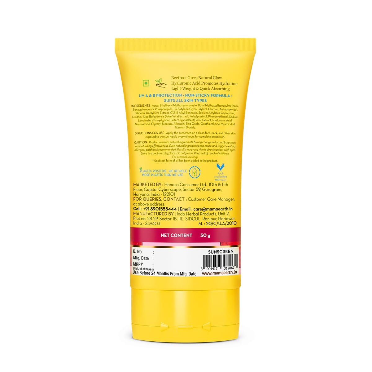 Mamaearth Beetroot Hydraful Sunscreen 50g