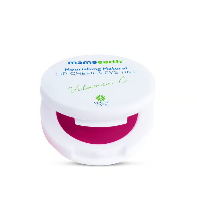 Mamaearth Nourishing Natural Lip Cheek & Eye Tint with Vitamin C & Rose- Rose Pink- 4 g