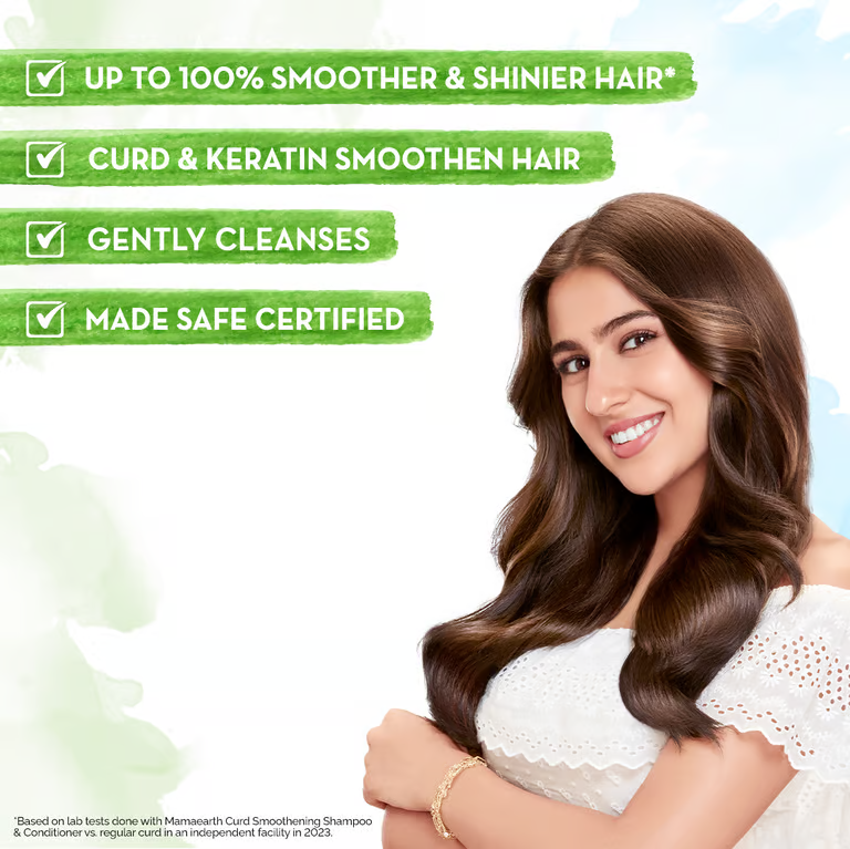 Mamaearth Curd Smoothening Shampoo with Curd & Keratin for Smooth & Shiny Hair - 250 ml