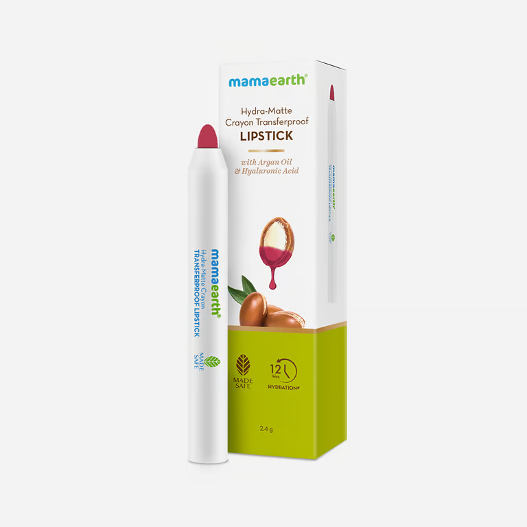 Mamaearth Hydra-Matte Crayon Transferproof Lipstick - 2.4 g | Lychee Pink