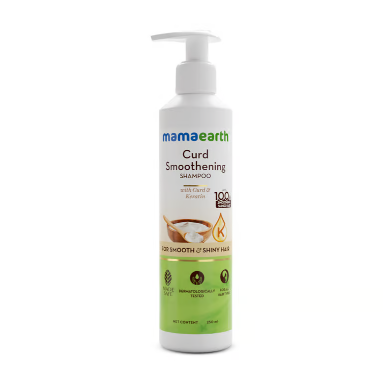 Mamaearth Curd Smoothening Shampoo with Curd & Keratin for Smooth & Shiny Hair - 250 ml