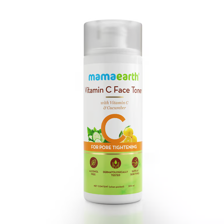 Mamaearth vitamin c face toner with white background