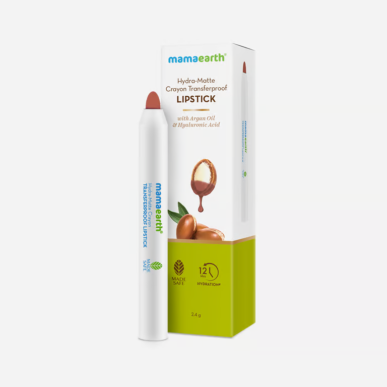 Mamaearth Hydra-Matte Crayon Transferproof Lipstick - 2.4 g | Cappuccino Brown