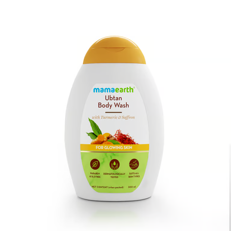 Mamaearth ubtan body wash with white background