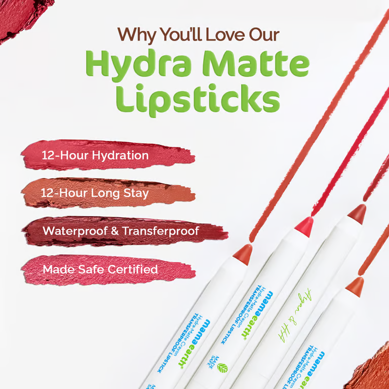 Mamaearth Hydra-Matte Crayon Transferproof Lipstick - 2.4 g - Raspberry Red