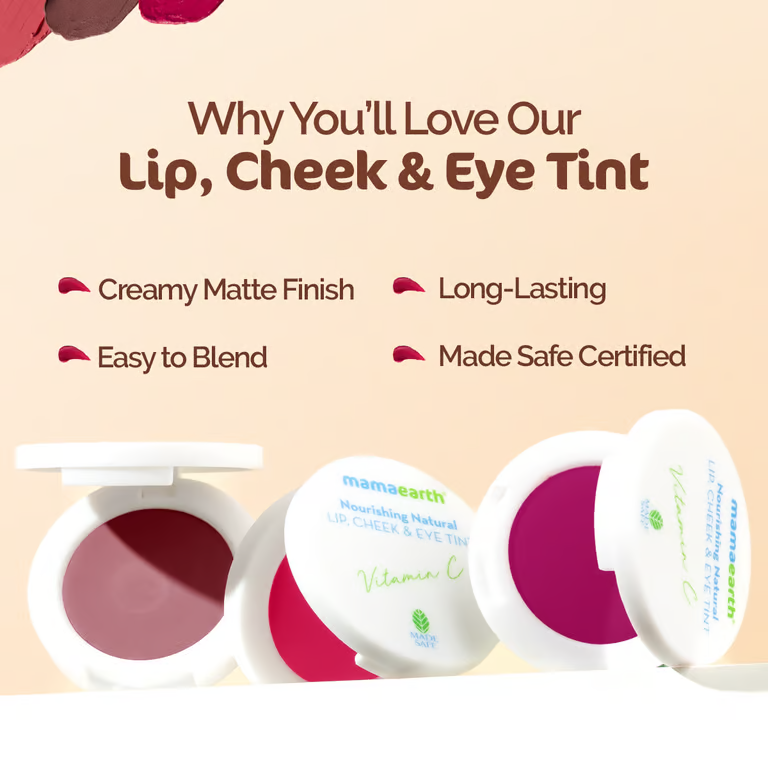 Mamaearth Nourishing Natural Lip Cheek & Eye Tint with Vitamin C & Cocoa | Coco Nude - 4 g