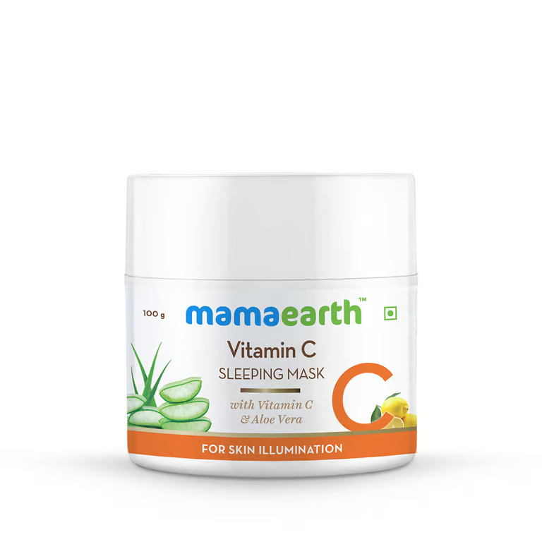 Mamaearth vitamin c sleeping mask with white background