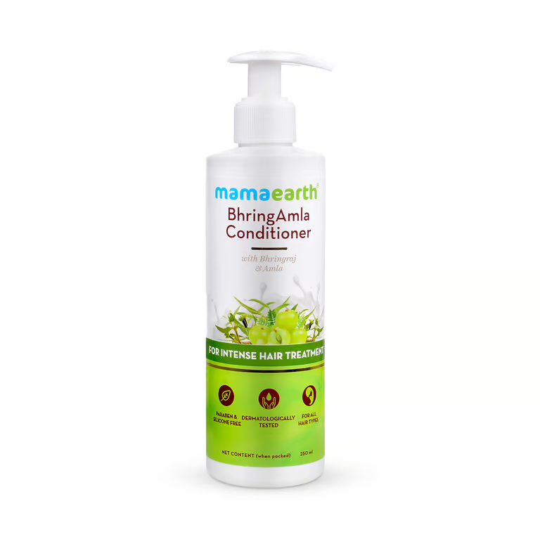 Mamaearth bhringamla conditioner with white background