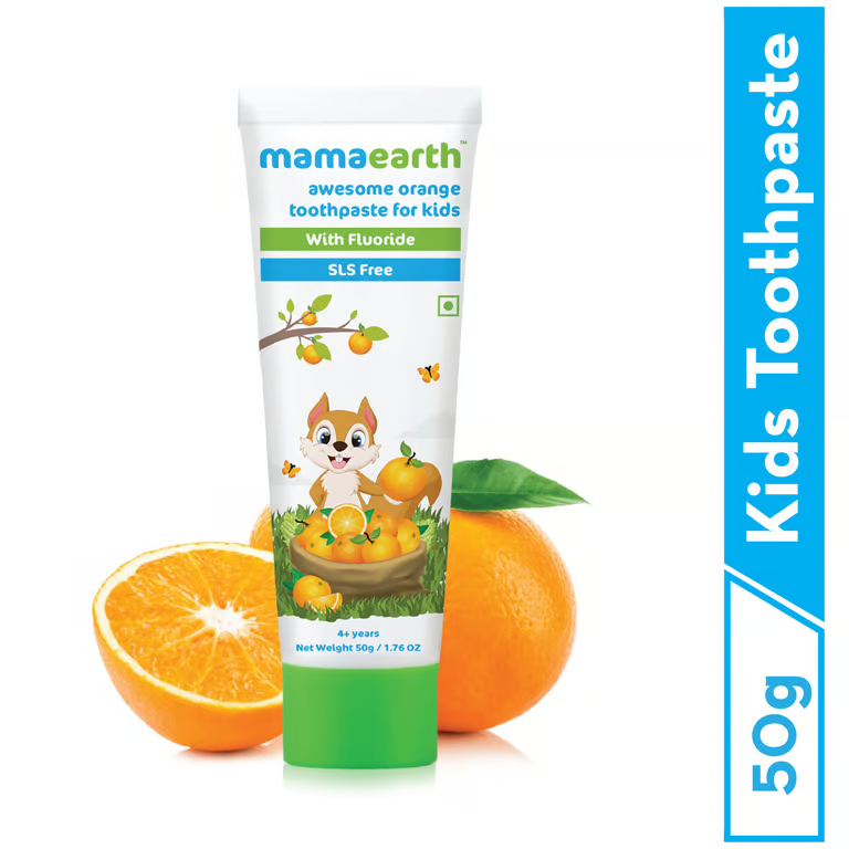 Mamaearth Sulfate Free Awesome Orange Toothpaste For Kids With Fluoride - 50g 