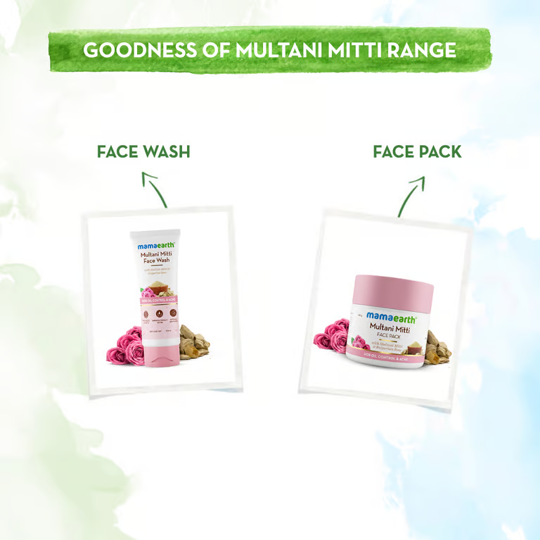 Mamaearth Multani Mitti Face Wash with Multani Mitti & Bulgarian Rose For Oil Control & Acne - 100 ml