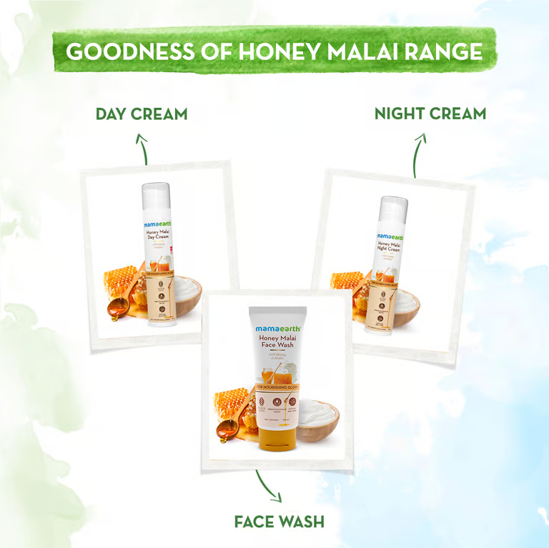 Mamaearth Honey Malai Day Cream with Honey & Malai for Nourishing Glow - 50 g