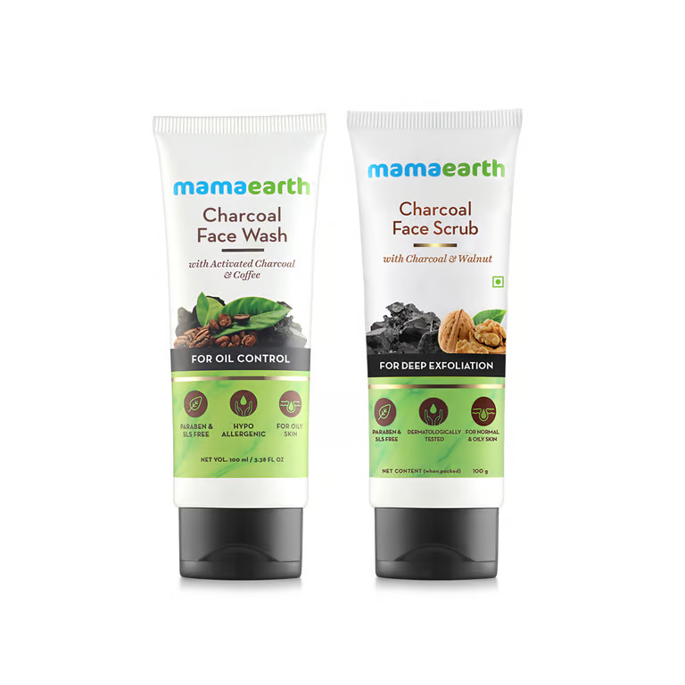 Charcoal Face Wash and Scrub Combo - 100ml + 100ml