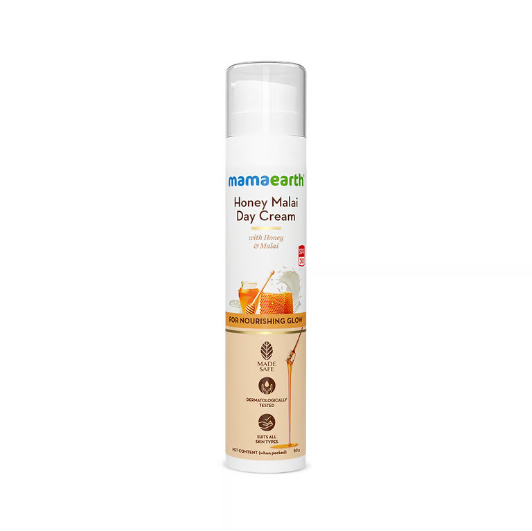 Mamaearth Honey Malai Day Cream with Honey & Malai for Nourishing Glow - 50 g