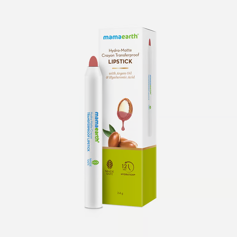 Mamaearth Hydra-Matte Crayon Transferproof Lipstick - 2.4 g | Macaroon Pink