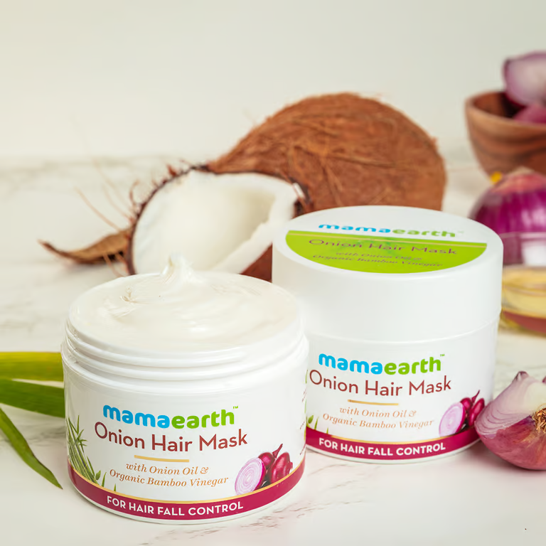 Mamaearth onion hair mask with coconut and onions