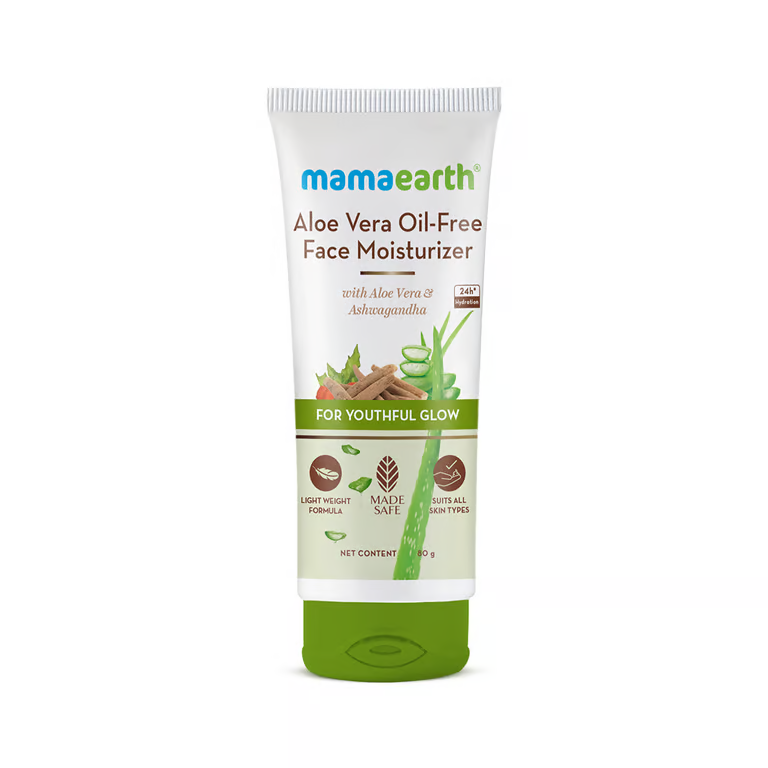 Mamaearth Aloe Vera Oil-Free Face Moisturizer with Aloe Vera & Ashwagandha for a Youthful Glow - 80 g