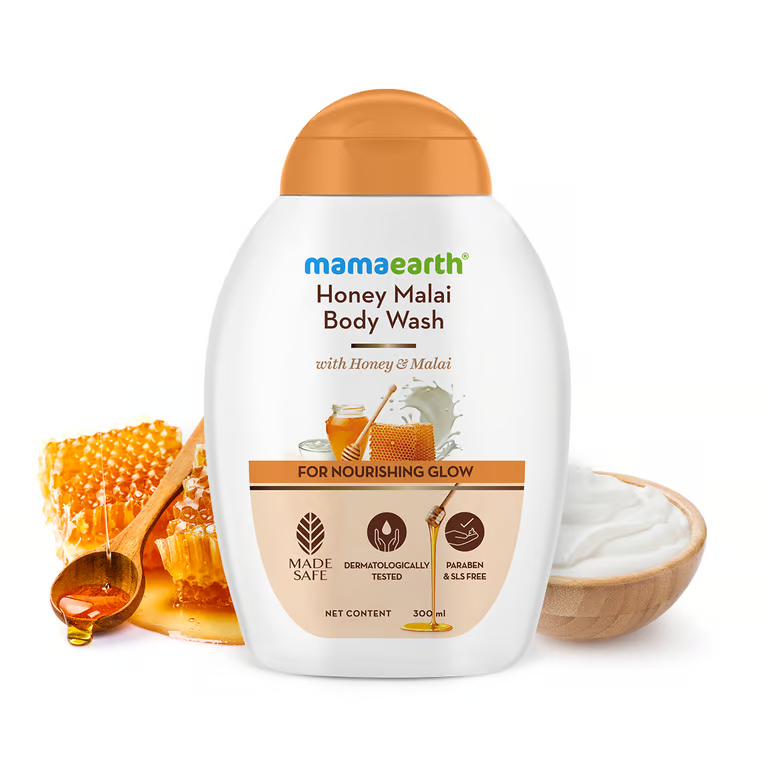 Mamaearth Honey Malai Body Wash with Honey & Malai for Nourishing Glow - 300 ml