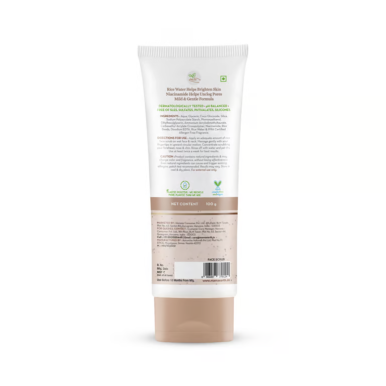 Mamaearth rice face scrub back picture