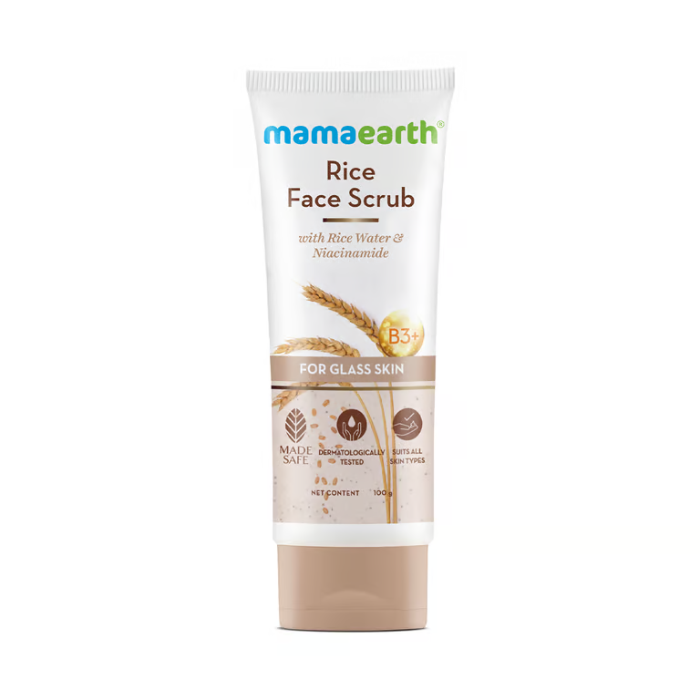 Mamaearth rice face scrub front picture