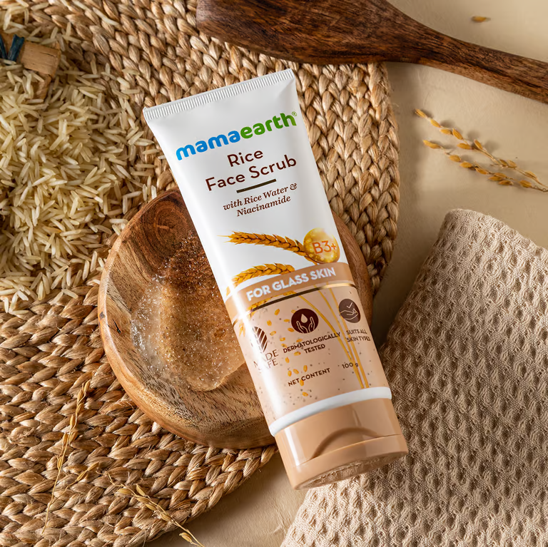 Mamaearth rice face scrub with rice