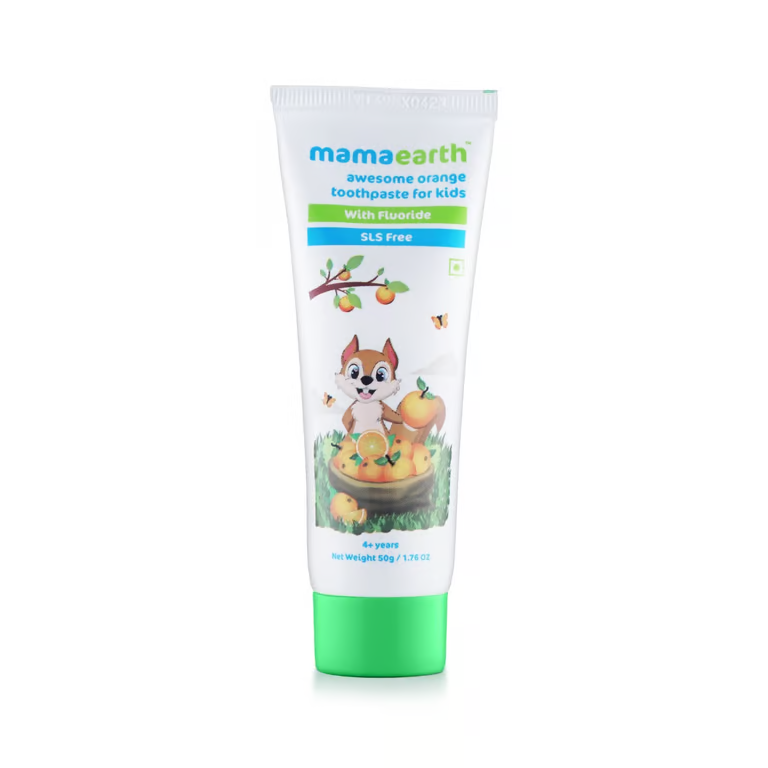 Mamaearth Sulfate Free Awesome Orange Toothpaste For Kids With Fluoride - 50g 