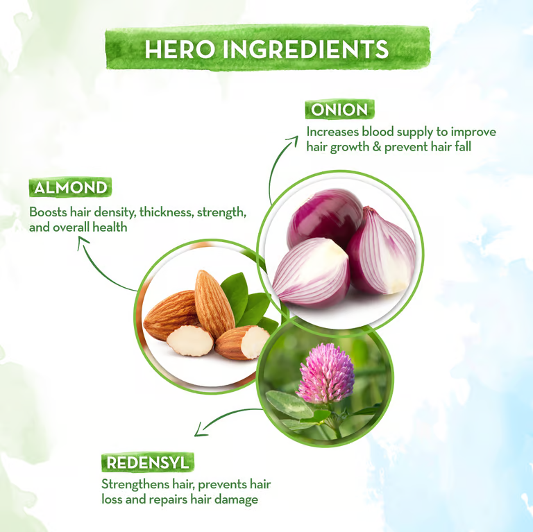 Mamaearth onion hair oil hero ingredients