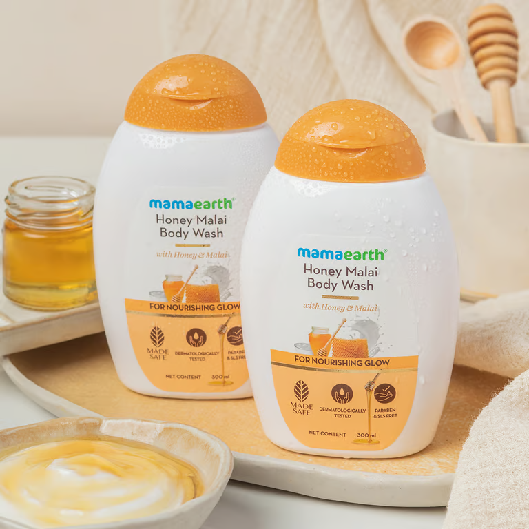 Mamaearth Honey Malai Body Wash with Honey & Malai for Nourishing Glow - 300 ml