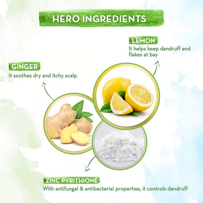 Mamaearth lemon anti-dandruff conditioner  hero ingredients