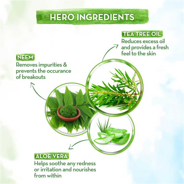 Mamaearth tea tree face wash hero ingredients