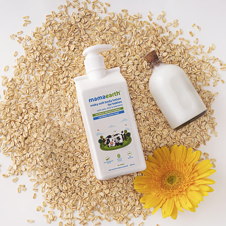 mamaearth milky soft body lotion with oats and milk 