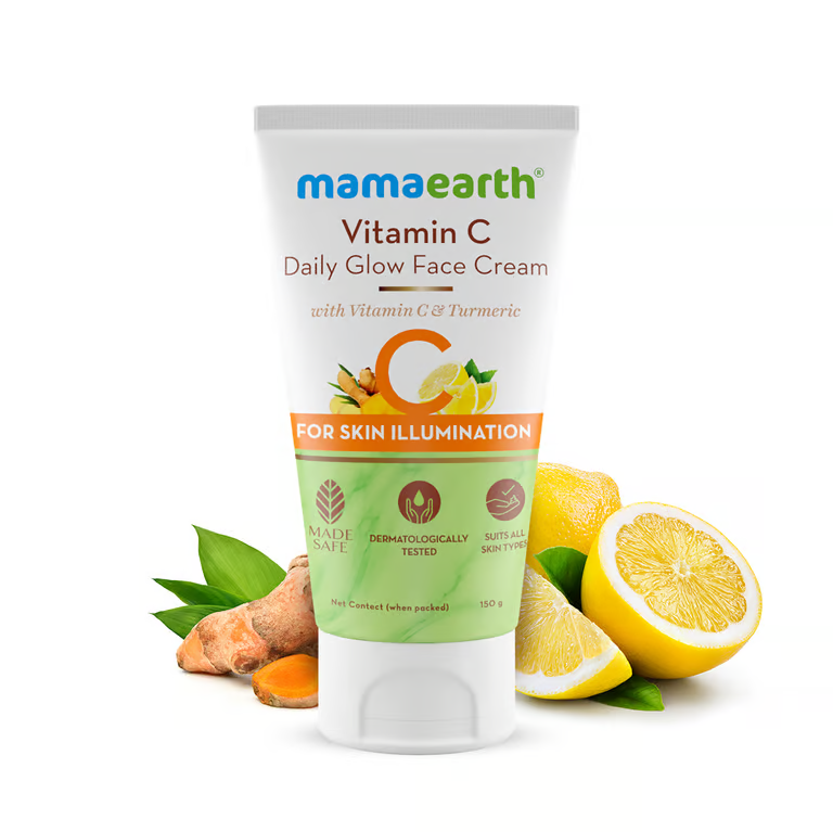 Mamaearth Vitamin C Daily Glow Face Cream With Vitamin C & Turmeric for Skin Illumination - 80g and 50g