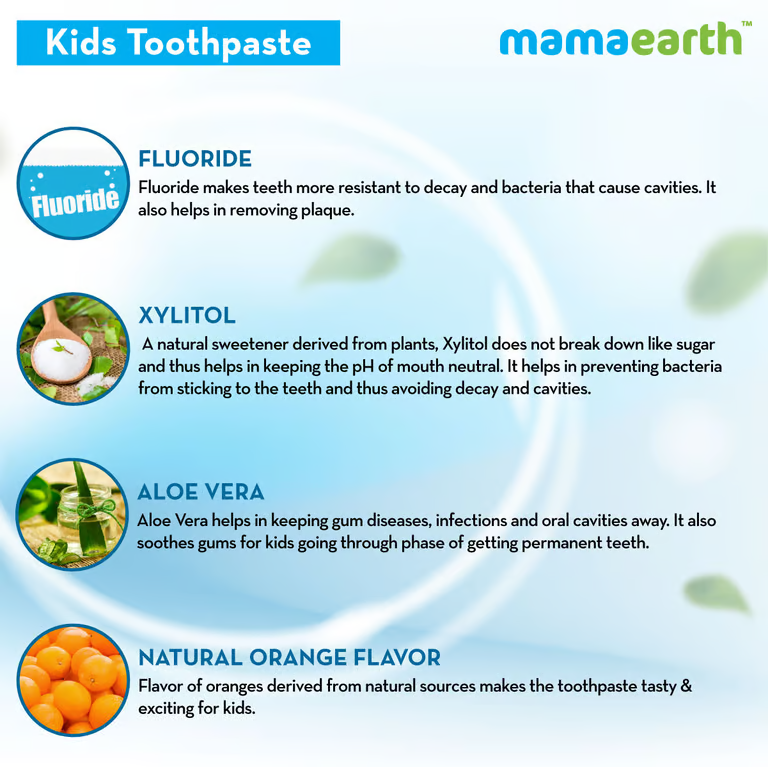 Mamaearth Sulfate Free Awesome Orange Toothpaste For Kids With Fluoride - 50g 