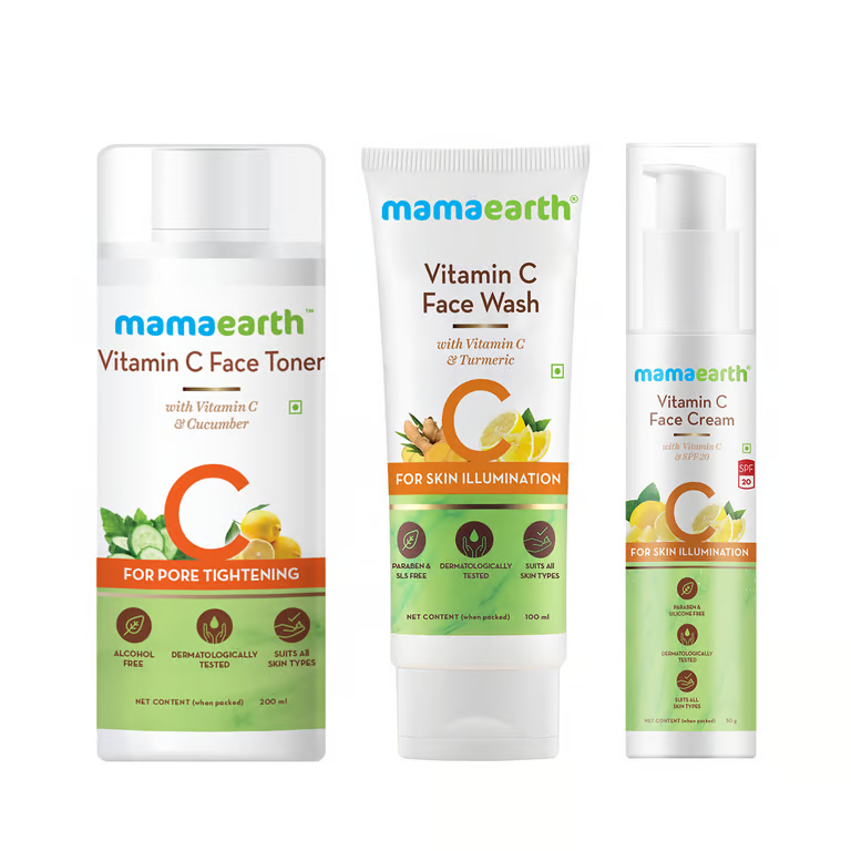 Mamaearth Vitamin C Skincare Regimen Kit (Face wash 100ml + Face Toner ...