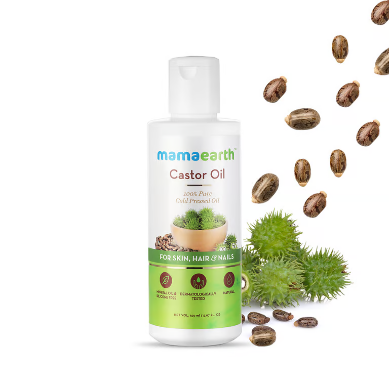 Mamaearth Castor Oil for Healthier Skin, Hair and Nails with 100% Pure and Natural Cold-Pressed Oil, 150ml