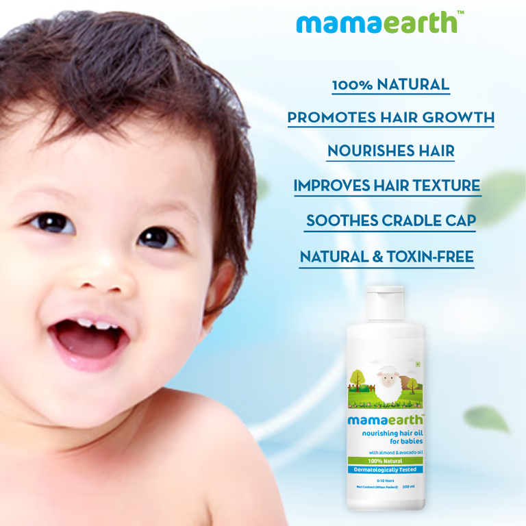 Mamaearth Nourishing Hair Oil for Babies with Almond and Avocado Oil - 200 ml