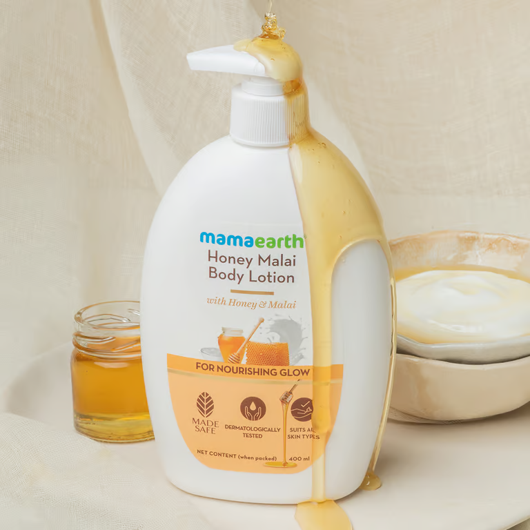 Mamaearth Honey Malai Body Lotion with Honey & Malai for Nourishing Glow - 400 ml