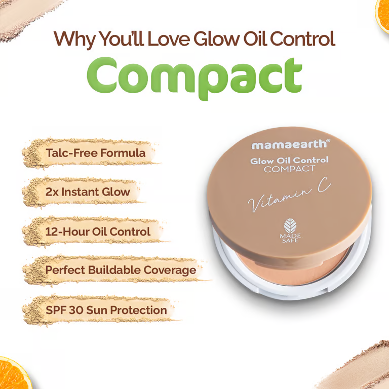 Mamaearth Glow Oil Control Compact With SPF 30 - 9g | Almond Glow