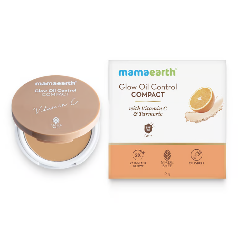 Mamaearth Glow Oil Control Compact With SPF 30 - 9g | Almond Glow